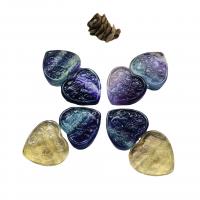 fluorite pendente, Cuore, Inciso, non forato, colori misti, 18x19x5mm, Venduto da PC