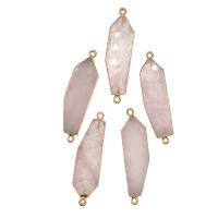 Quartz stik, Messing, med Rose Quartz, lyserød, 48x13x5mm, Solgt af PC