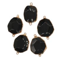 Gemstone csatlakozó, Sárgaréz, -val Black Stone, Szabálytalan, sokoldalú, fekete, 40x29x9mm, Által értékesített PC