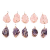 Quartz Gemstone Pendants Stainless Steel with Quartz irregular Sold By PC