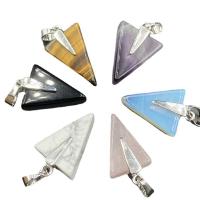 Gemstone Vedhæng Smykker, Natursten, Triangle, forskellige materialer til valg & Unisex, flere farver til valg, nikkel, bly & cadmium fri, 16x26-28mm, Solgt af PC