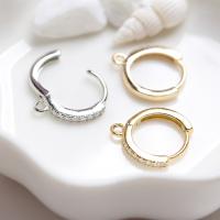 Brass Huggie Hoop Earring Finding plated DIY & micro pave cubic zirconia nickel lead & cadmium free 14mm Sold By PC