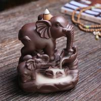 Backflow Incense Burner Purple Clay Elephant handmade for home and office & durable Sold By PC