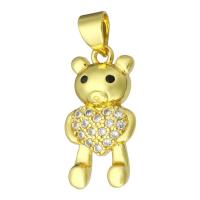 Cubic Zirconia Micro Pave Brass Pendant Bear gold color plated micro pave cubic zirconia Approx 3mm Sold By Lot