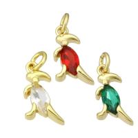 Cúbicos Circonia Colgante Latón Micro pavimenta, metal, chapado en color dorado, micro arcilla de zirconia cúbica, más colores para la opción, 7x15x3mm, agujero:aproximado 2mm, 10PCs/Grupo, Vendido por Grupo