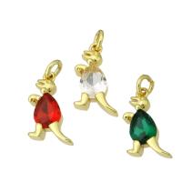 Pendentifs en laiton zircon cubique (CZ), Dinosaure, Placage de couleur d'or, pavé de micro zircon, plus de couleurs à choisir, 11x16x5mm, Trou:Environ 2mm, 10PC/lot, Vendu par lot