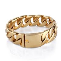 Titanium armbanden, Titanium Staal, gold plated, verschillende lengte voor keuze & voor de mens, Verkocht door PC