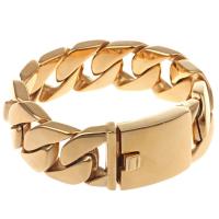 Titanium Steel Bracelet & Bangle gold color plated & for man Sold By PC