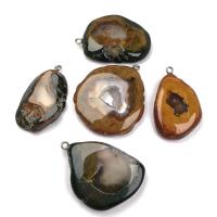 Natuurlijke Agate Druzy hanger, Roestvrij staal, met Agaat, Onregelmatige, gemengde kleuren, 25x45-35x45mm, Verkocht door PC