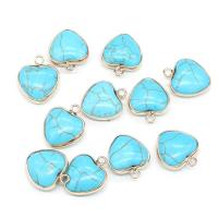 Pendentif turquoise, acier inoxydable, avec turquoise, coeur, bleu, 18x20mm, Vendu par PC