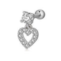 Rustfrit stål Ear Piercing Smykker, Stainless Steel, med Cubic Zirconia, for kvinde, flere farver til valg, 11x6mm, Solgt af PC