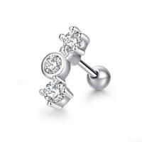 Roestvrij staal Stud Earrings, met Cubic Zirconia, voor vrouw, meer kleuren voor de keuze, 10x5mm, Verkocht door PC