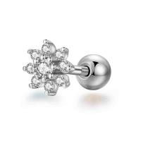 Roestvrij staal Stud Earrings, met Cubic Zirconia, voor vrouw, meer kleuren voor de keuze, 5x5mm, Verkocht door PC