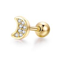 Roestvrij staal Stud Earrings, met Cubic Zirconia, voor vrouw, meer kleuren voor de keuze, 6x4mm, Verkocht door PC