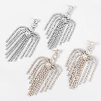 Fashion Fringe Boucles d'oreilles, alliage de zinc, bijoux de mode & pour femme & avec strass, plus de couleurs à choisir, 107x54mm, Vendu par paire