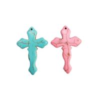 Turquoise siogairlín, Turquoise Nádúrtha, Cross, unisex, dathanna níos mó le haghaidh rogha, 28x42mm, Thart 50ríomhairí pearsanta/Mála, Díolta De réir Mála