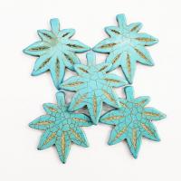 Turquoise Hanger, Natuurlijke Turquoise, Maple Leaf, uniseks, groen, 42x45x4mm, Ca 10pC's/Bag, Verkocht door Bag