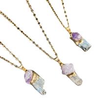 Natuurlijke Quartz Hangers, Kyanite, met Amethist & Messing, Onregelmatige, gold plated, uniseks, gemengde kleuren, 15x27mm, Lengte Ca 14.96 inch, Verkocht door PC