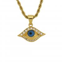 Tíotáiniam Cruach muince, Cruach Tíotáiniam, Eye, dath an óir plated, unisex & le rhinestone, 30x28mm, Díolta De réir PC