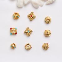 Brass Jewelry Beads with Resin gold color plated DIY mixed colors nickel lead & cadmium free Sold By Bag