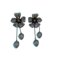 Cubic Zirconia Micro Pave Brass Earring Flower plated micro pave cubic zirconia & for woman Sold By Pair