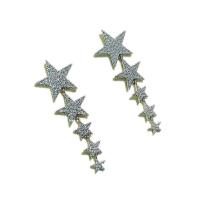 Kubik Zirkonium mikro bana Mässing Örhänge, Star, plated, micro bana cubic zirconia & för kvinna, fler färger för val, 16x54mm, Säljs av Par