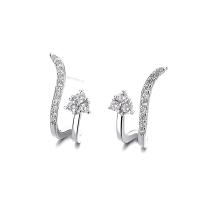 Cubic Zirconia micro pavimenta Sterling Silver Earring, 925 sterline d'argento, placcato, Micro spianare cubic zirconia & per la donna, nessuno, 16.50mm, Venduto da coppia