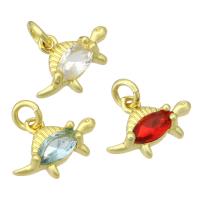 Pendentifs en laiton zircon cubique (CZ), Dinosaure, Placage de couleur d'or, pavé de micro zircon, plus de couleurs à choisir, 14x10x4mm, Trou:Environ 2mm, 10PC/lot, Vendu par lot