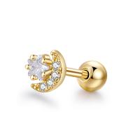 Roestvrij staal Stud Earrings, met Cubic Zirconia, voor vrouw, meer kleuren voor de keuze, 5x5mm, Verkocht door PC