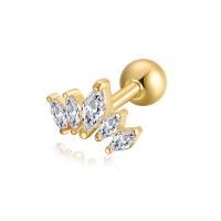 Roestvrij staal Stud Earrings, met Cubic Zirconia, voor vrouw, meer kleuren voor de keuze, 9x6mm, Verkocht door PC