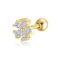 Roestvrij staal Stud Earrings, met Cubic Zirconia, voor vrouw, meer kleuren voor de keuze, 7x7mm, Verkocht door PC