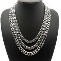 Ruostumaton teräs Kaulakoru, päällystetty, Unisex & Curb Chain, hopea, Myymät PC