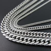 Stainless Steel Chain halskæde, forgyldt, Unisex & bremse kæde, sølv, Solgt af PC