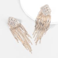 Fashion Fringe Oorbellen, Zinc Alloy, mode sieraden & voor vrouw & met strass, meer kleuren voor de keuze, 109x30mm, Verkocht door pair