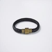 Leather Cord Bracelet with Stainless Steel plated & Unisex Sold By PC