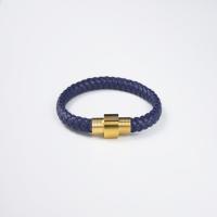 Leather Cord Bracelet with Stainless Steel plated & Unisex Sold By PC