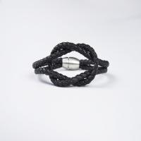 Leather Cord Bracelet with Stainless Steel plated & Unisex Sold By PC