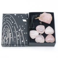 Rose Quartz Smykker Set, vedhæng & halskæde, med Koreansk + Sydkorea & Zinc Alloy, forgyldt, 6 stykker, lyserød, 90x70x31mm, 6PC/sæt, Solgt af sæt