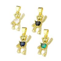 Cubic Zirconia Brass Pendants Bear gold color plated micro pave cubic zirconia Approx 3mm Sold By Lot