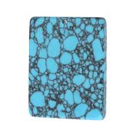 Turquoise Hanger, Synthetisch Blauw Turquoise, Rechthoek, blauw, 35x45x6mm, Gat:Ca 1mm, Verkocht door PC