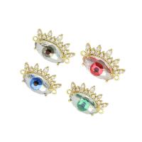 Connecteur Evil Eye, laiton, œil, Placage de couleur d'or, pavé de micro zircon & boucle de 1/1, plus de couleurs à choisir, 23x16x7mm, 10PC/lot, Vendu par lot