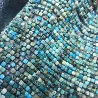 Χάντρες Turquoise, Φυσικό Τυρκουάζ, Κύβος, DIY & πολύπλευρη, μπλε, 4.50mm, Sold Per 38 cm Strand