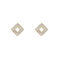 Boucles d'oreilles en laiton zircon cubique pavent, 925 thaïlande argent sterling puce boucle d'oreille, Plaqué d'or, bijoux de mode & pour femme & avec zircone cubique, doré, 15x15mm, Vendu par paire