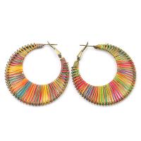 Zinc Alloy Hoop Earring, met Caddice, mode sieraden & voor vrouw, multi-gekleurde, 50x50mm, Verkocht door pair