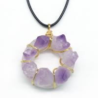 Amethyst Anhänger, mit Messing, plattiert, Modeschmuck, keine, 35mm, verkauft von PC