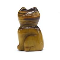 Ædelsten Dekoration, Cat, Carved, blandede farver, 16x22x34mm, 12PC/Box, Solgt af Box