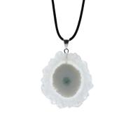 Ágata Natural Druzy Pendant, Cristal branco, with liga de zinco, cromado de cor prateada, joias de moda, branco, 30-35mm, vendido por PC