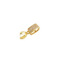 Brass Pinch Bail 18K gold plated DIY & micro pave cubic zirconia & hollow nickel lead & cadmium free Sold By PC