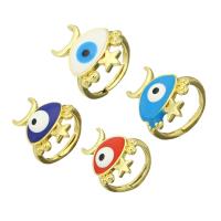 Žalvarinis Atidaryti Finger Ring, su Plastmasinis, Evil Eye, aukso spalva padengtas, Reguliuojamas & emalė, daugiau spalvų pasirinkimas, Dydis:7, 10kompiuteriai/Pirkimo, Pardavė Pirkimo