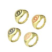 Messing Open -Finger-Ring, goldfarben plattiert, Einstellbar & Emaille, keine, Größe:7, 10PCs/Menge, verkauft von Menge